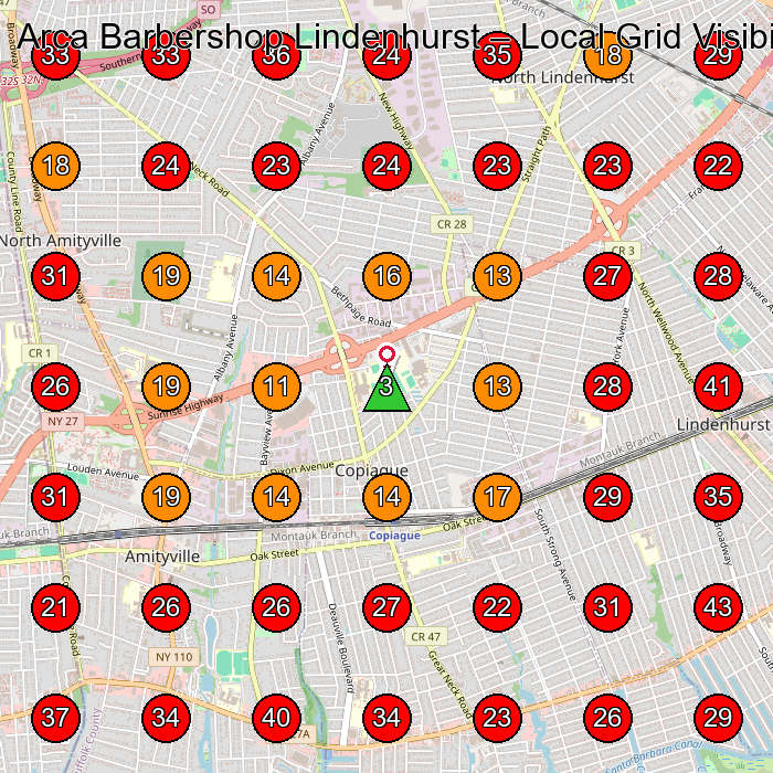 Arca Barbershop Lindenhurst GeoGrid visibility map for Barbera­A in Lindenhurst